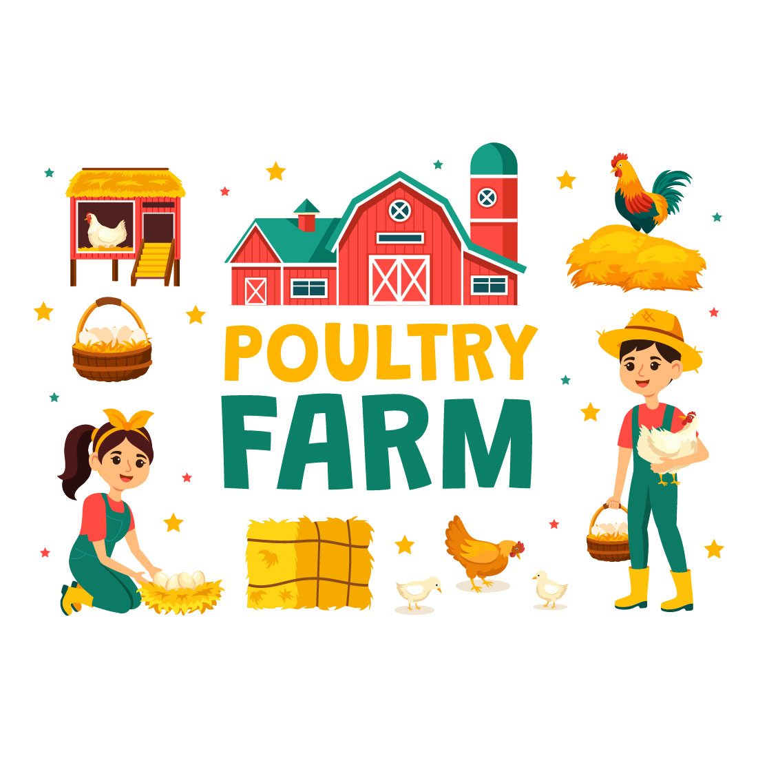 12 Poultry Farm Illustration preview image.