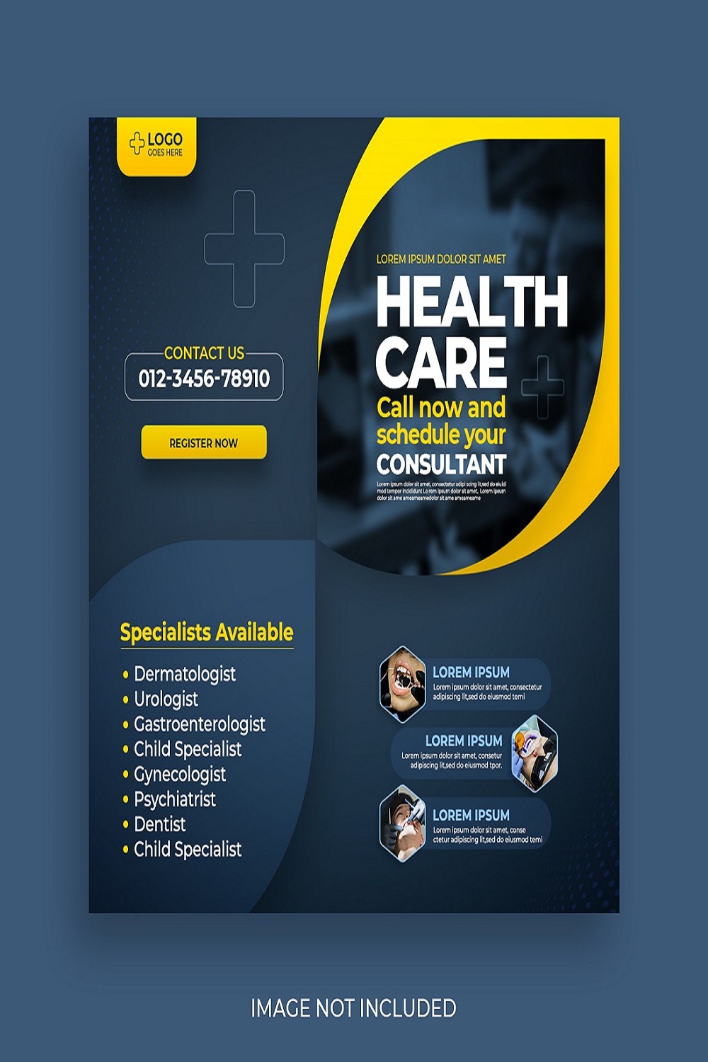 Healthcare consultant banner square flyer social media post template pinterest preview image.