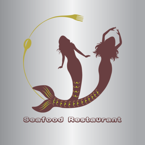 Seafood logo, Restaurant logo, Mermaid logo cover image.