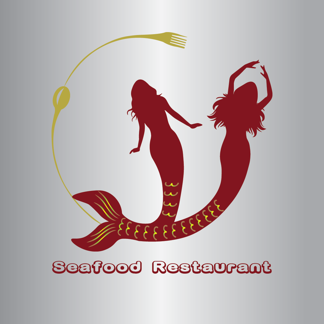 Seafood logo, Restaurant logo, Mermaid logo preview image.