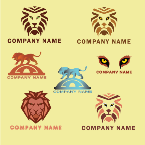 Lion 4 logos templates with color variations cover image.
