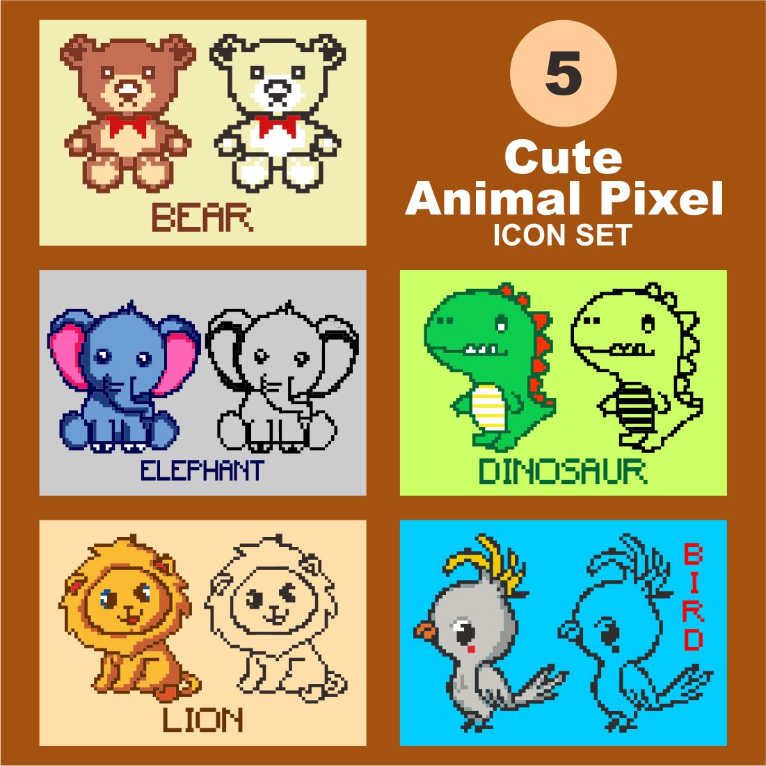 5 cute animal pixel - only $ 10 preview image.