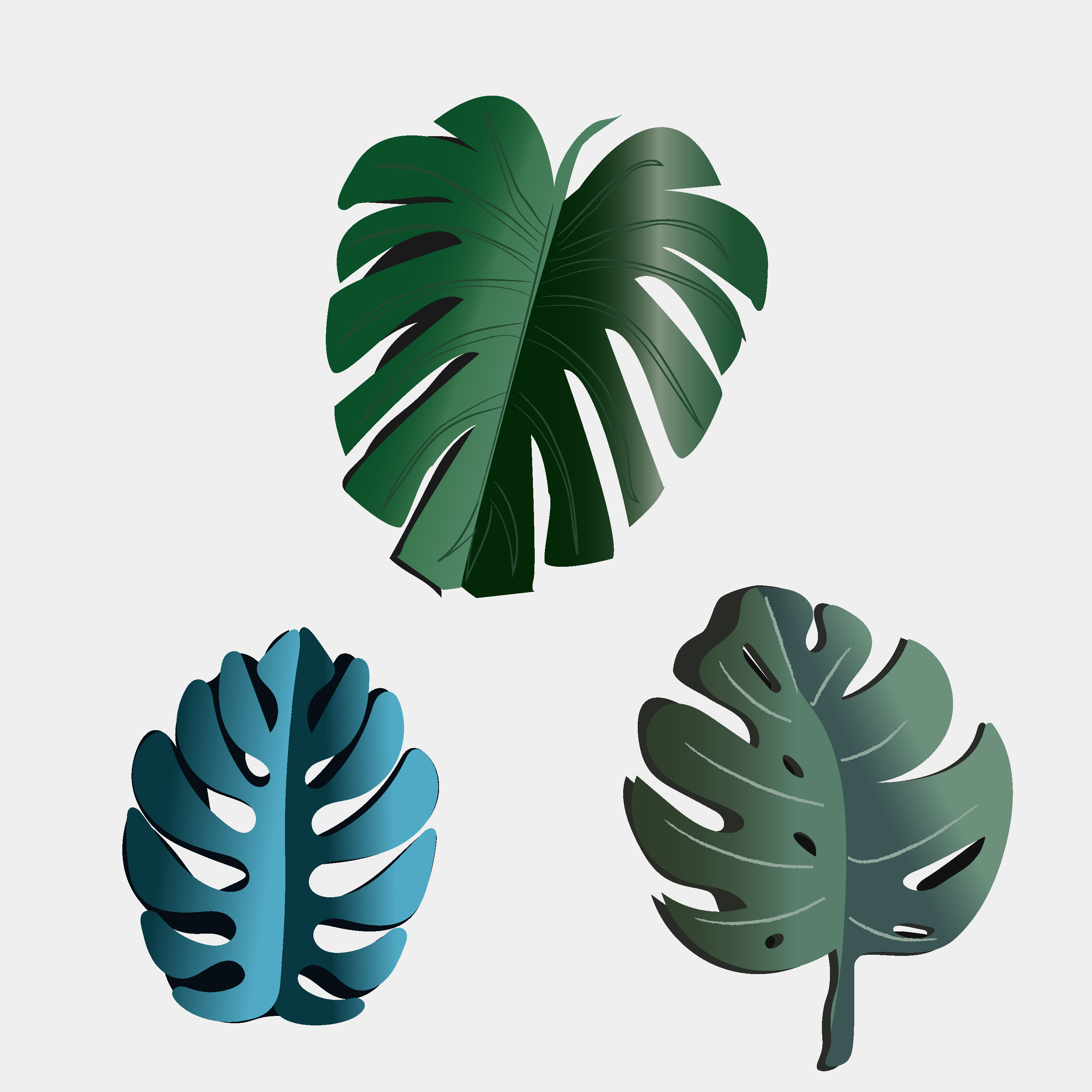 3D SUMMER TROPICAL LEAVES VECTOR SET preview image.