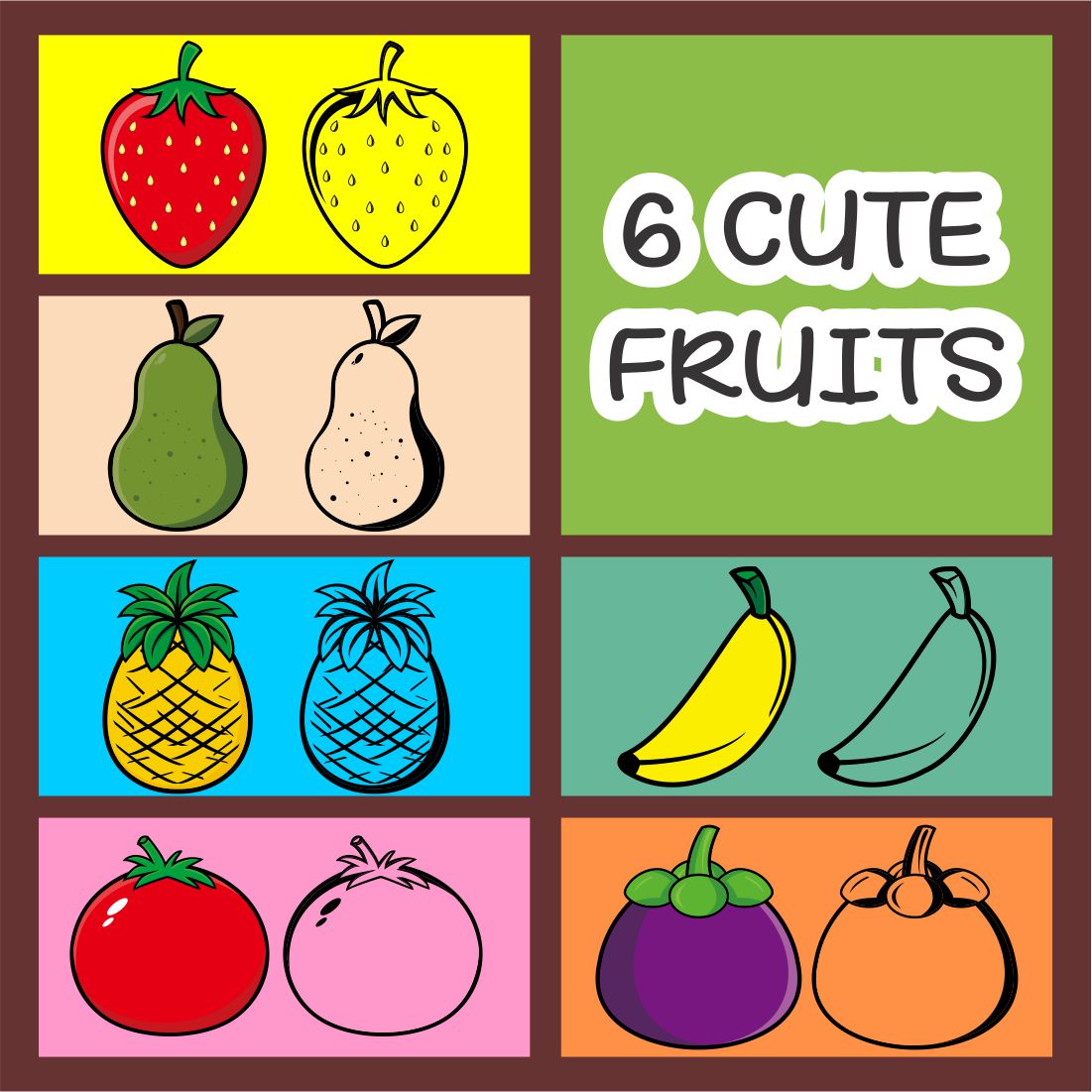 6 Cute Fruits - Only $13 preview image.
