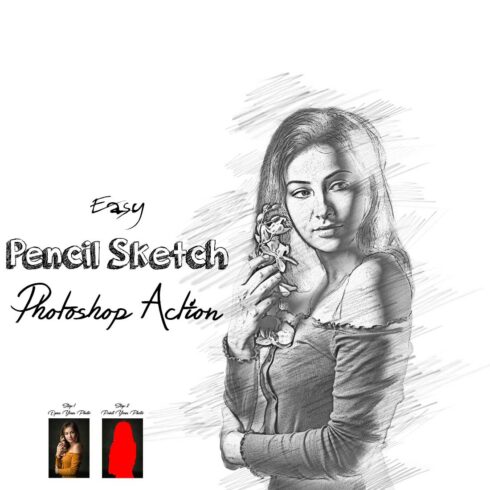 Easy Pencil Sketch Photoshop Action cover image.