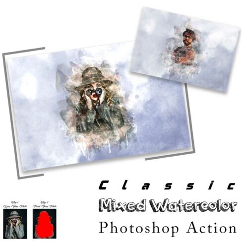 Classic Mixed Watercolor Photoshop Action cover image.