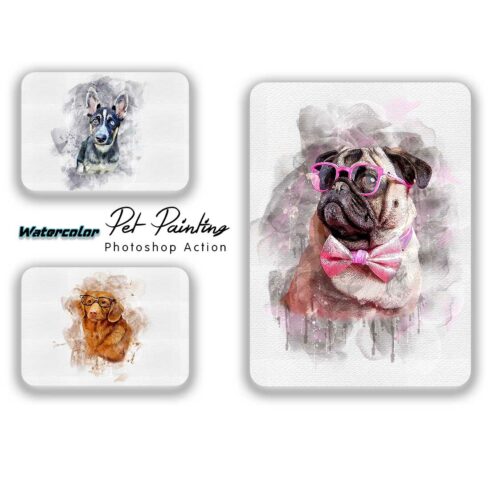 Watercolor Pet Painting Photoshop Action cover image.
