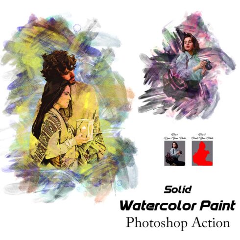 Solid Watercolor Paint Photoshop Action cover image.