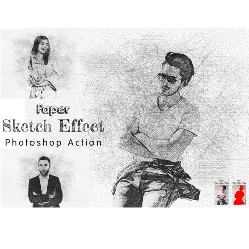 Paper Sketch Effect Photoshop Action cover image.
