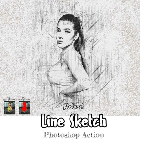 Abstract Line Sketch Photoshop Action cover image.