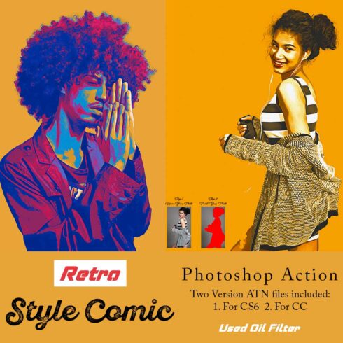 Retro Style Comic Photoshop Action cover image.