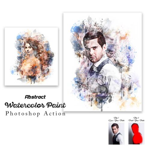 Abstract Watercolor Paint Photoshop Action cover image.