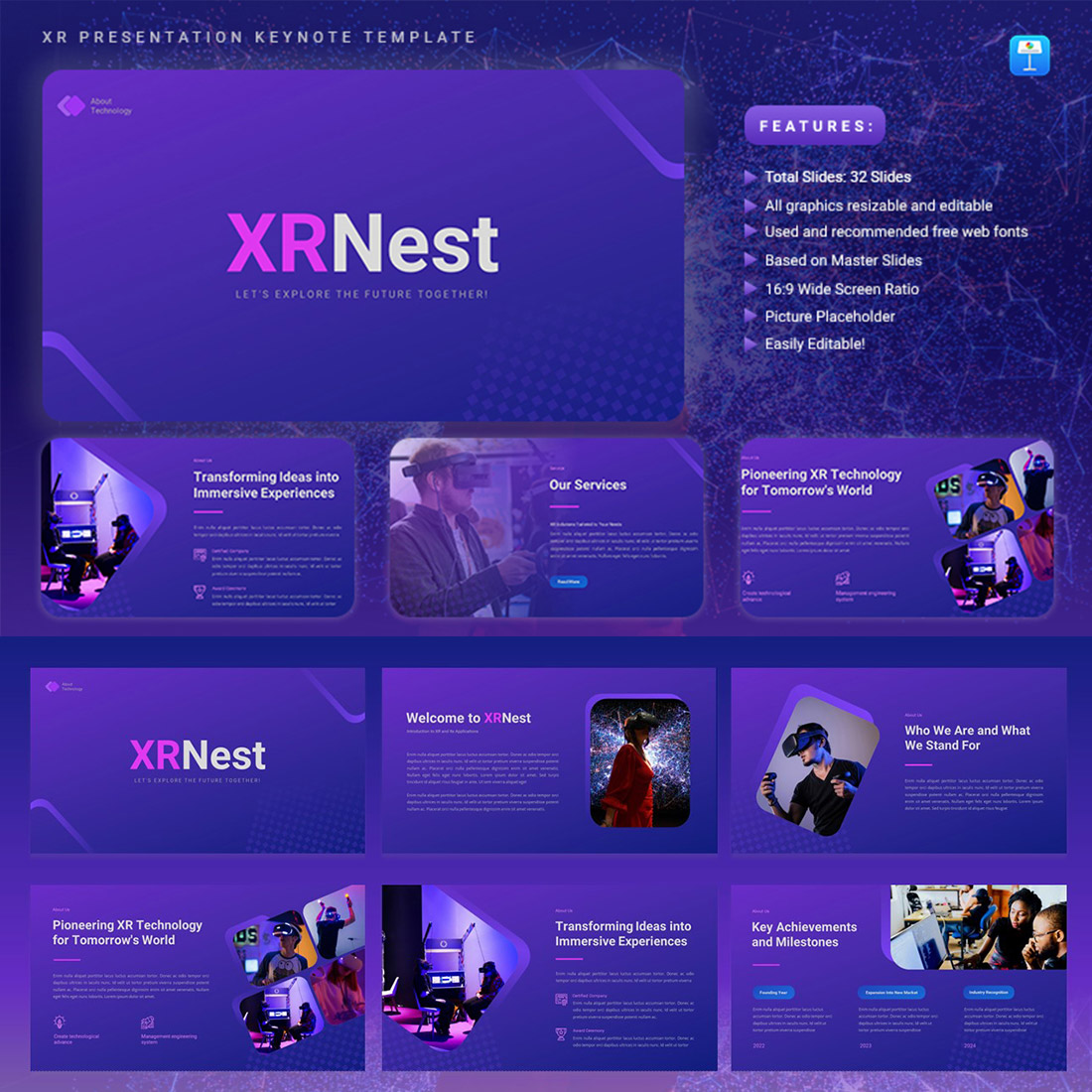 XRNest - XR Presentation Keynote Template preview image.
