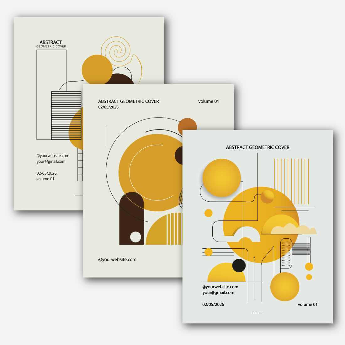 Print brochure cover design template with retro geometric graphics preview image.