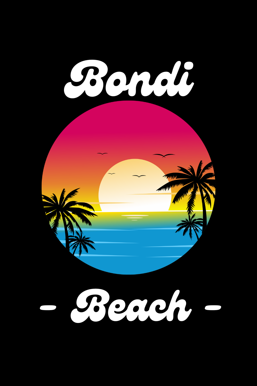 Bondi Beach Paradise Tee Shirt Retro Graphic Design For Tee Shirts pinterest preview image.