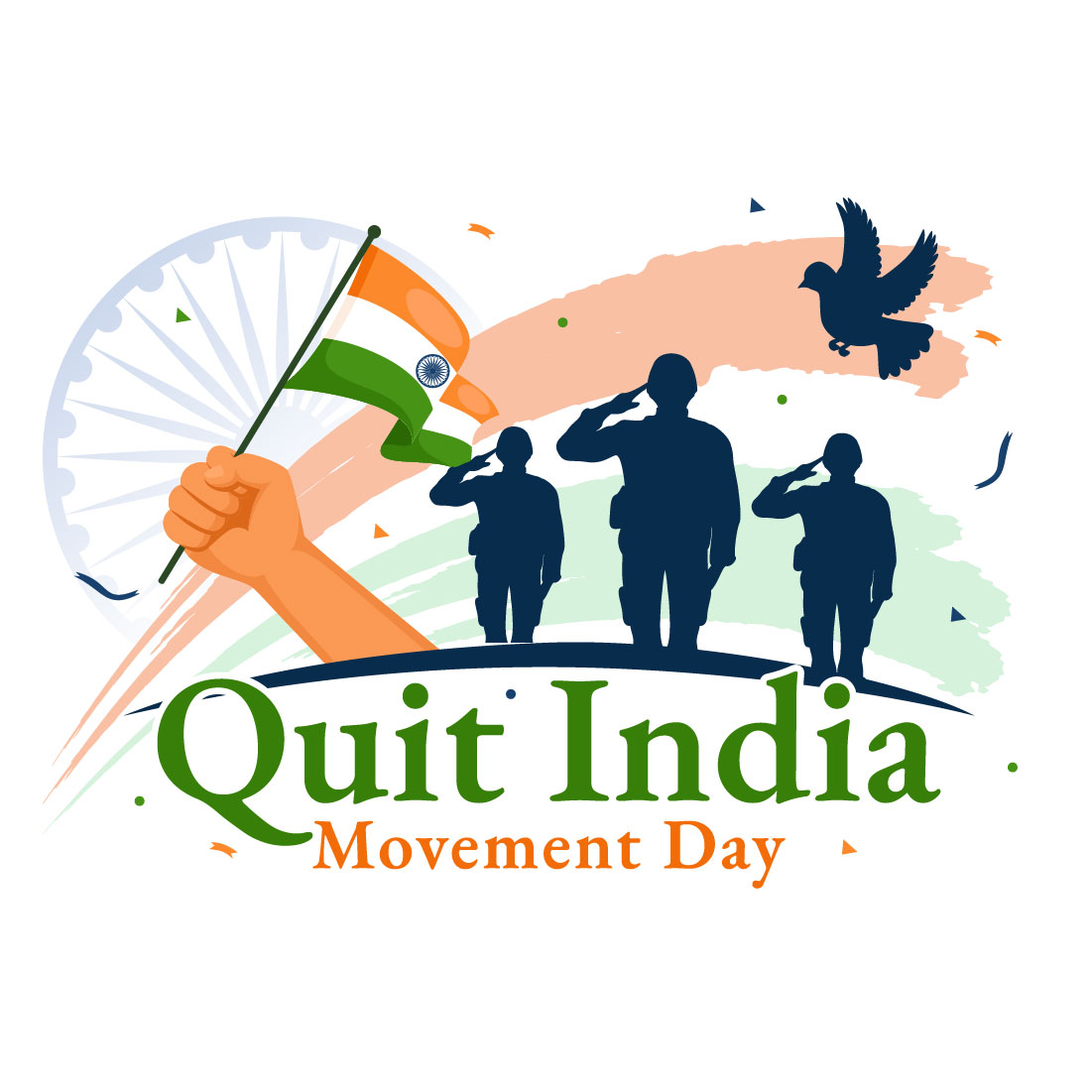 9 Quit India Movement Day Illustration preview image.