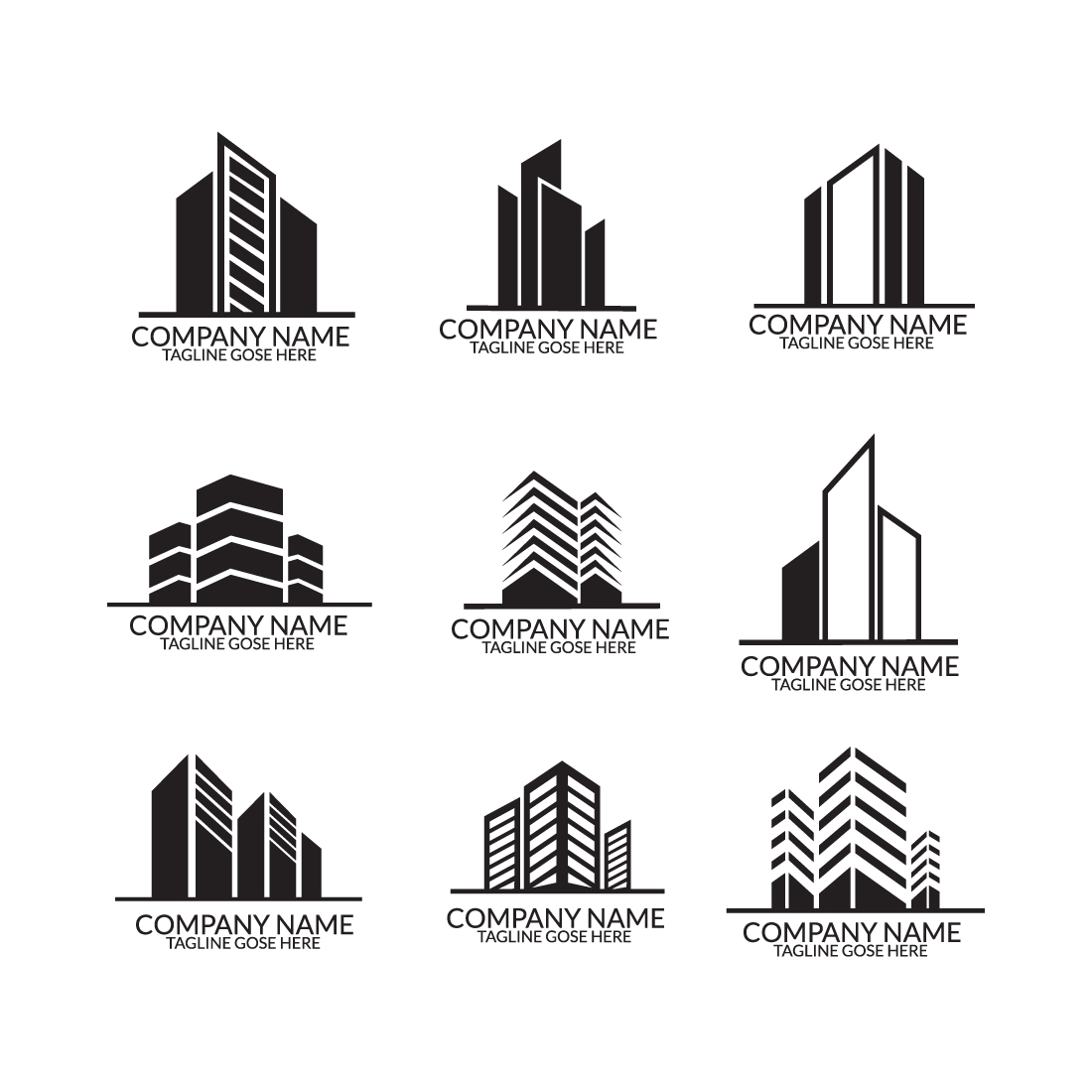 Abstract real estate logo template set preview image.