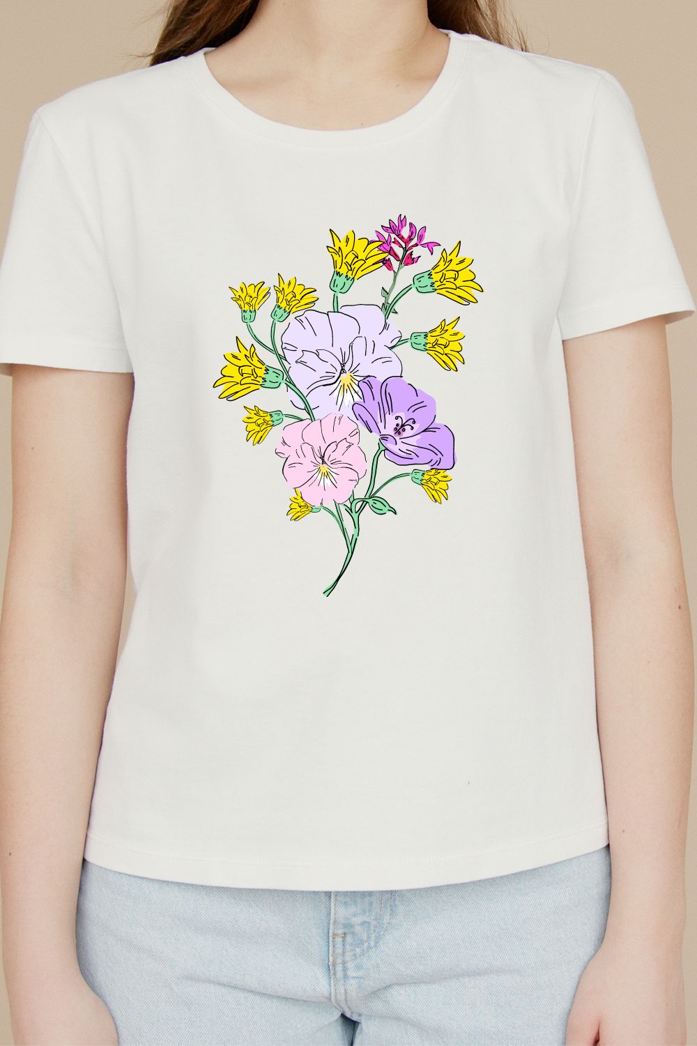 Flowers T Shirt Design pinterest preview image.