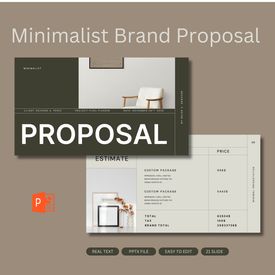 Minimalist Brand Proposal preview image.