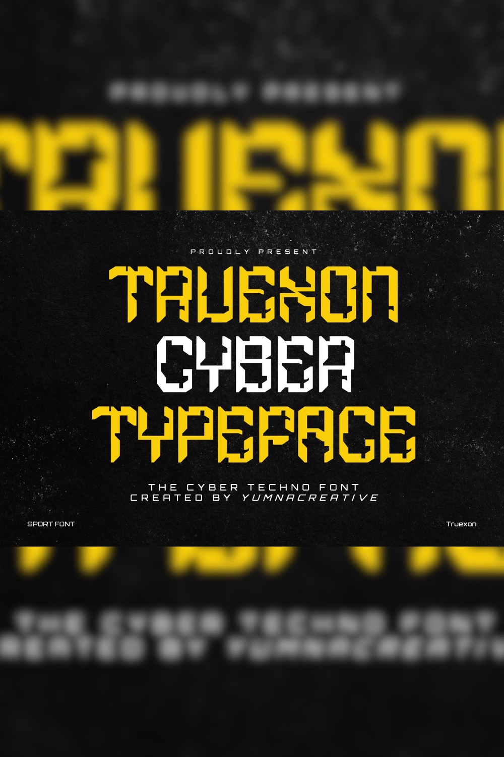 Truexon - Cyber Techno Font pinterest preview image.