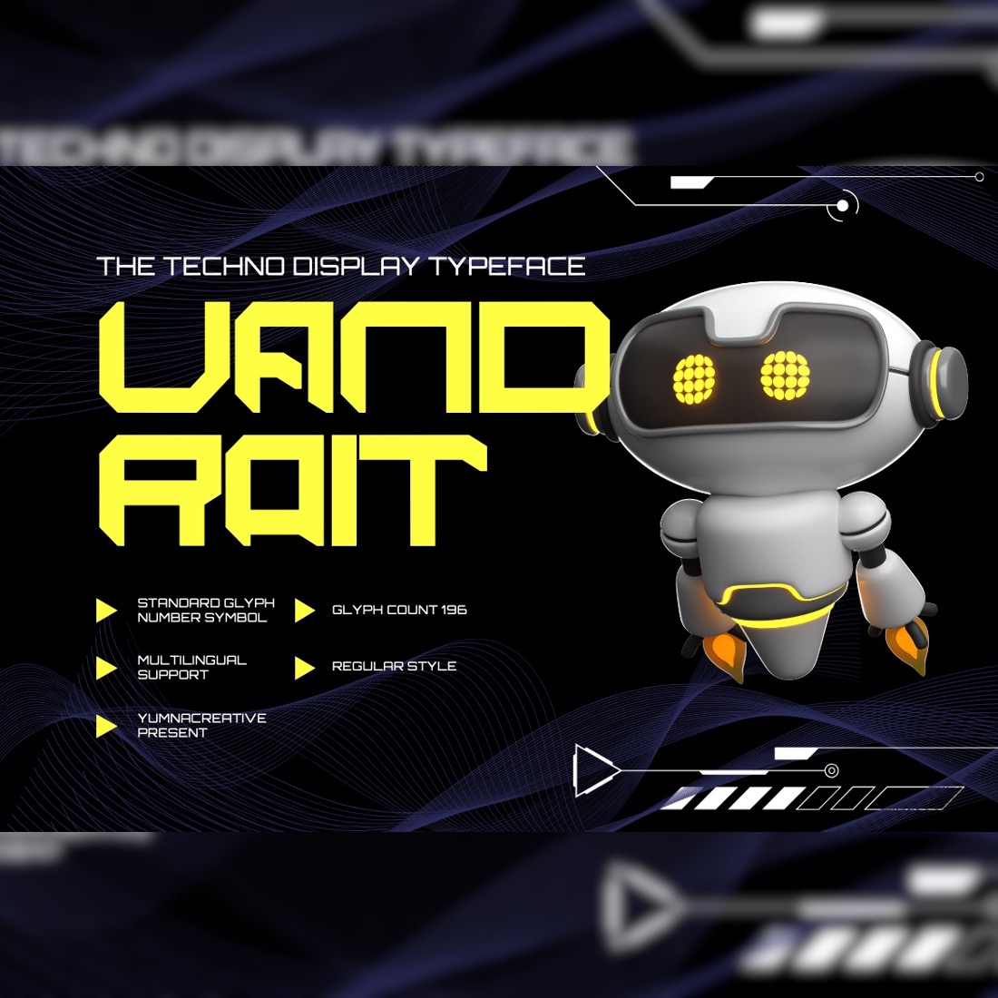 Vandroit - Techno Display Font preview image.