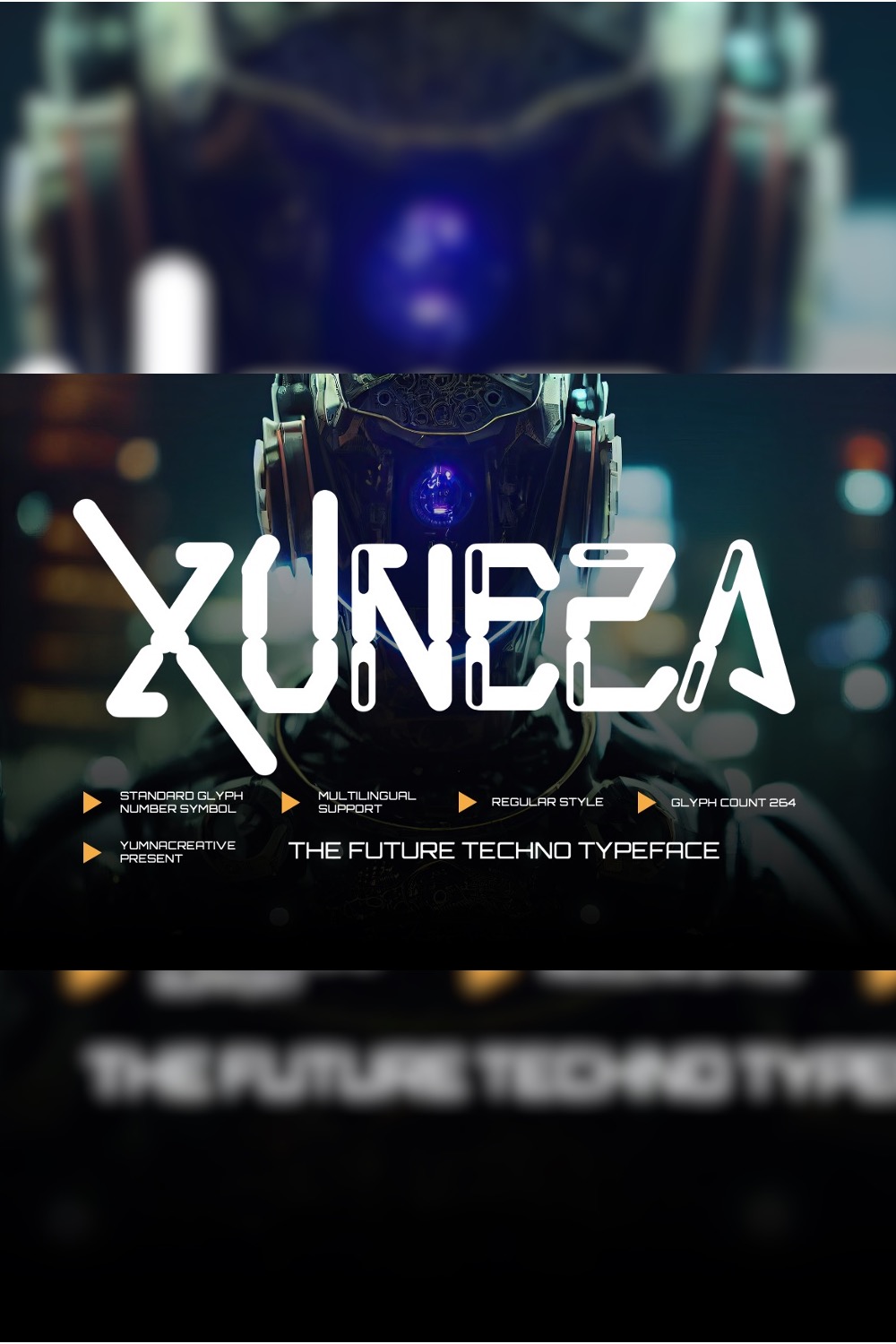 Xuneza - Futuristic Font pinterest preview image.
