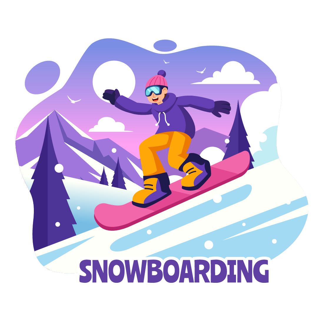 10 Snowboarding Illustration preview image.