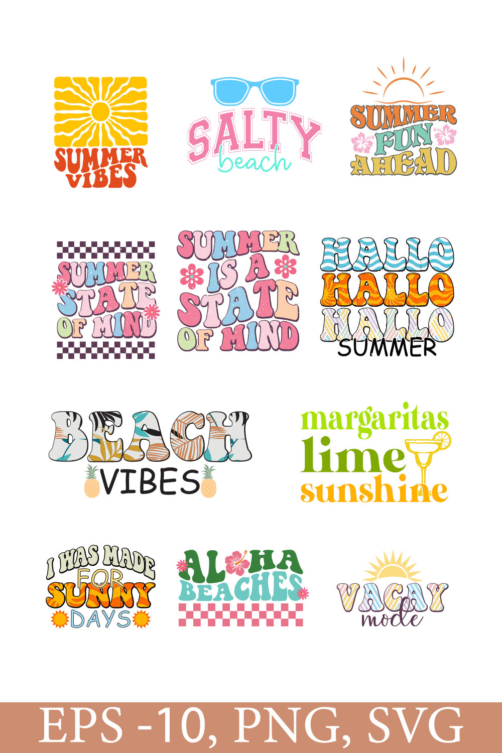 Summer T shirt Bundle pinterest preview image.