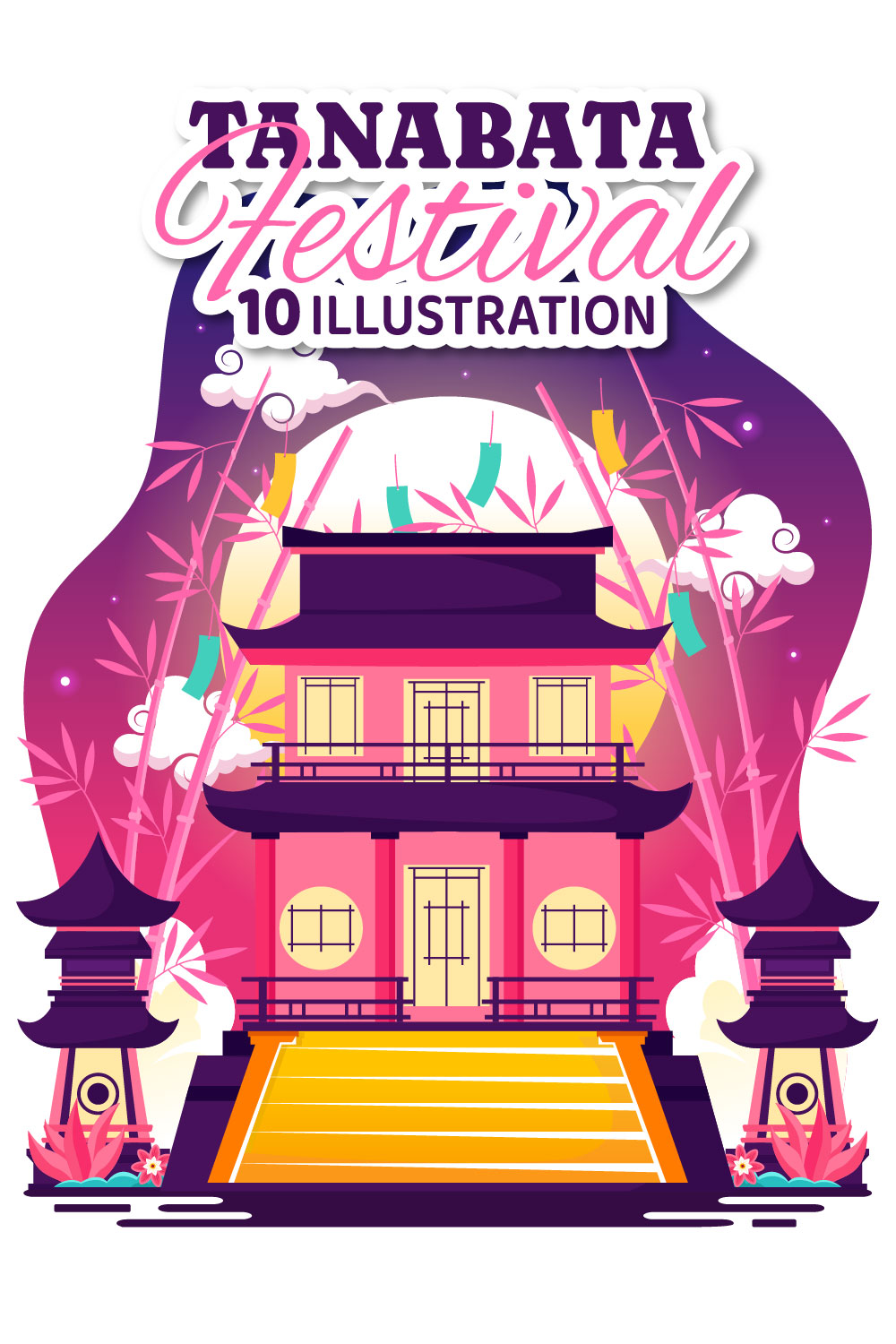 10 Tanabata Japan Festival Illustration pinterest preview image.