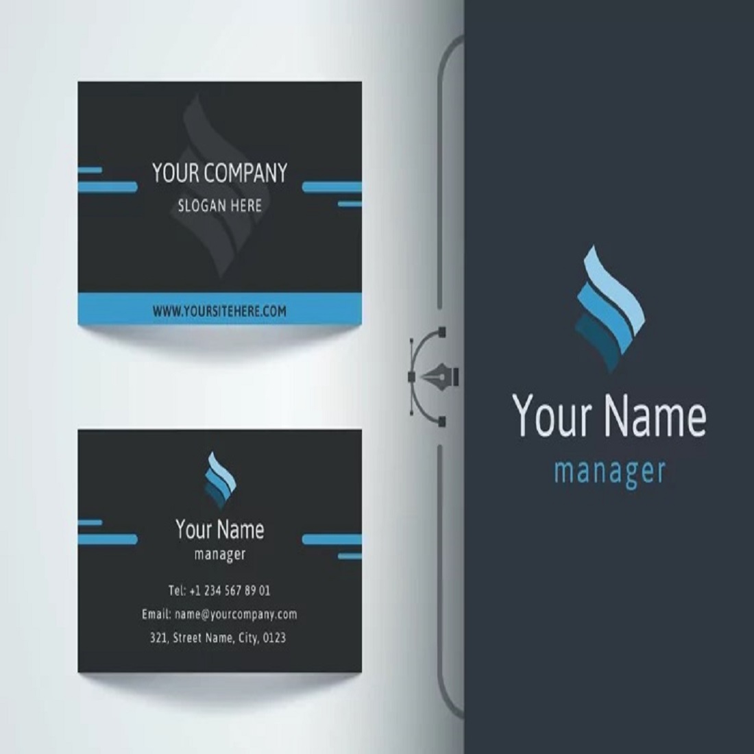 Template Business Card Brand Company preview image.
