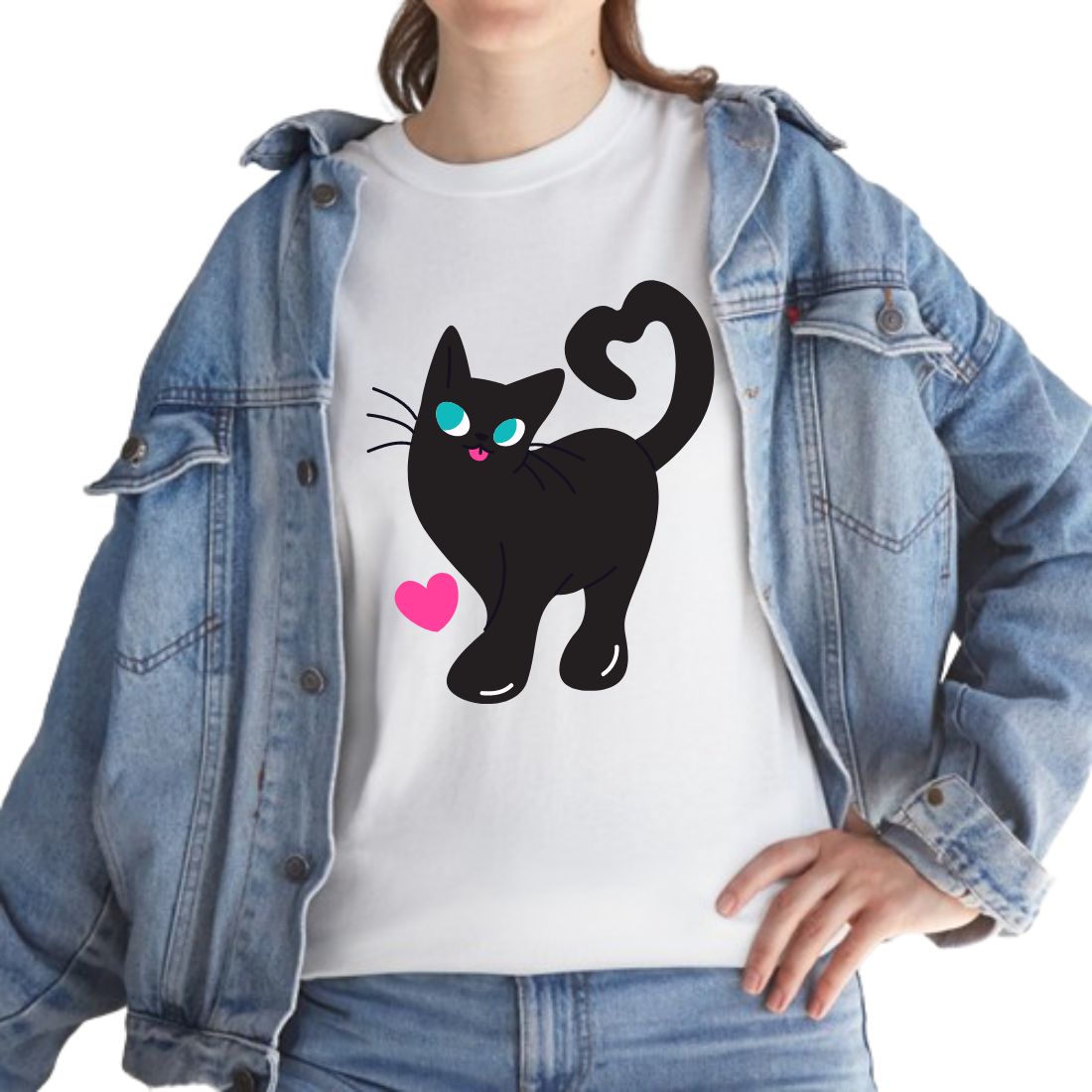 Cute cat T Shirt Design preview image.