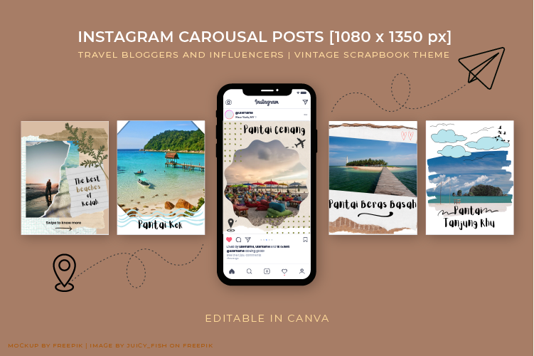 travel instagram carousal in mockup 903