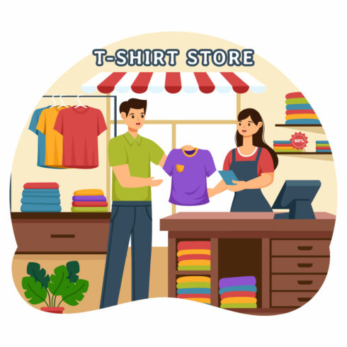 9 T-shirt Store Illustration cover image.