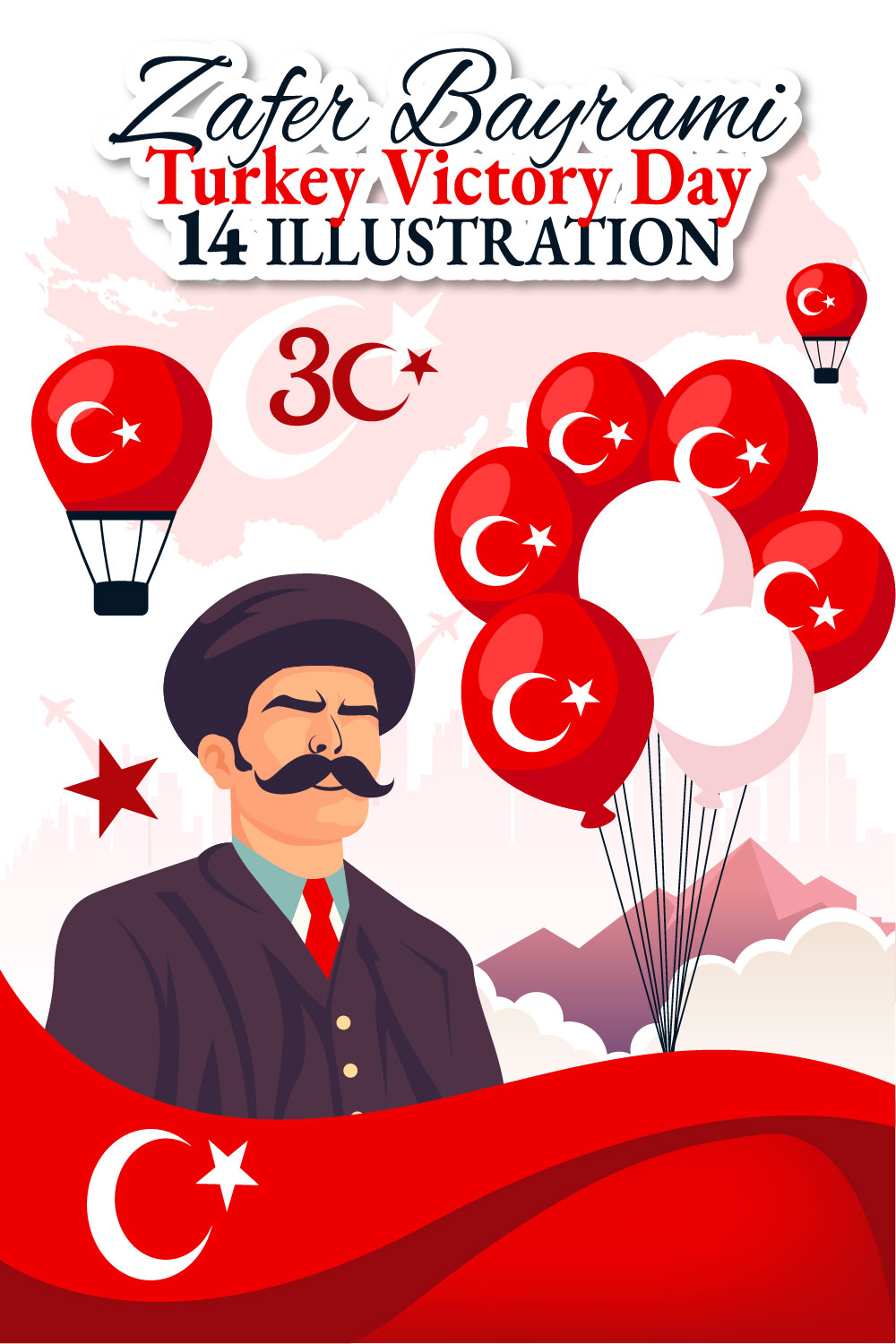 14 Turkey Victory Day Illustration pinterest preview image.