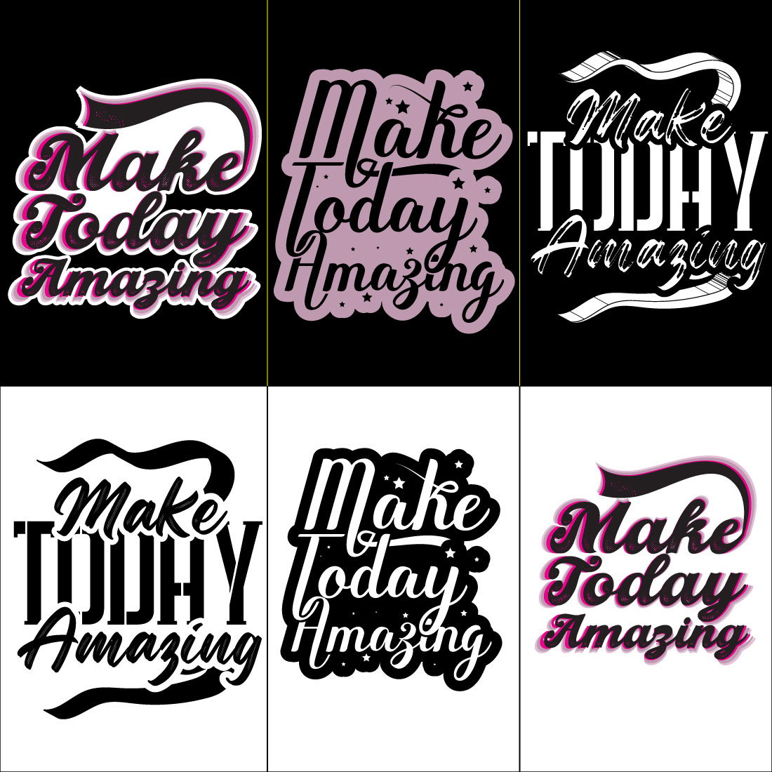 6 MOTIVATIONAL TYPOGRAPHY T-SHIRT DESIGN preview image.