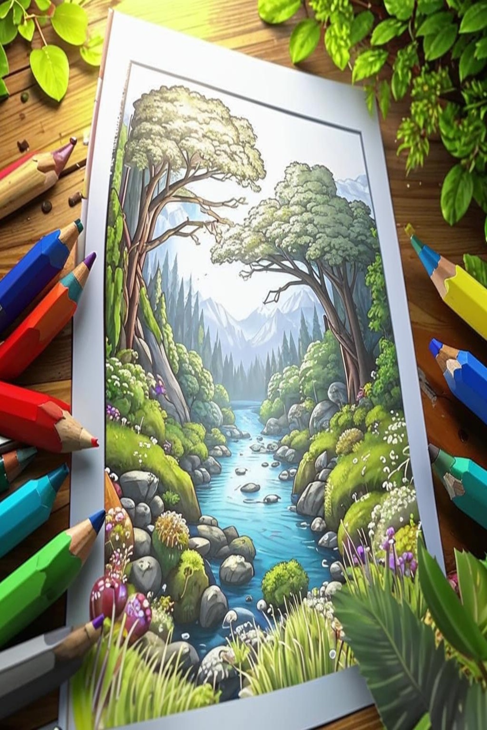 a set of nature coloring books pinterest preview image.
