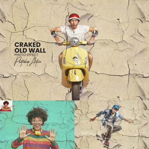 Cracked old wall Photoshop Action cover image.