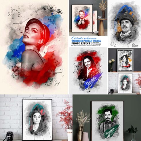Editable Awesome Watercolor Portrait Painting cover image.