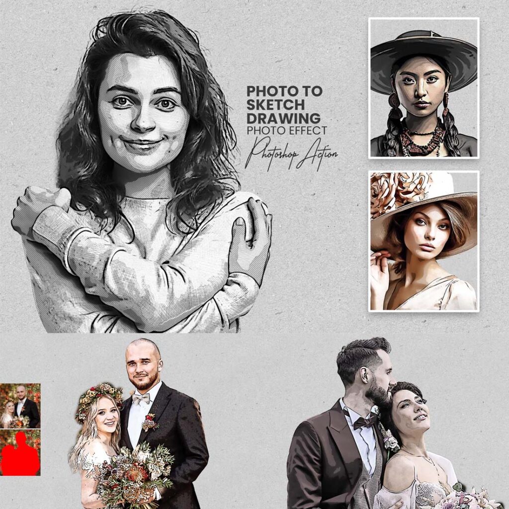 Photo to sketch drawing - MasterBundles