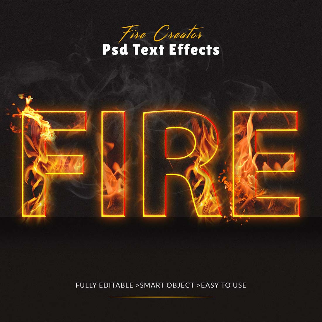 Photoshop Fire Text Effect preview image.