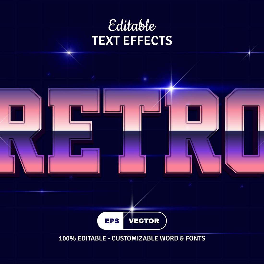 80S Editable Text Effect preview image.