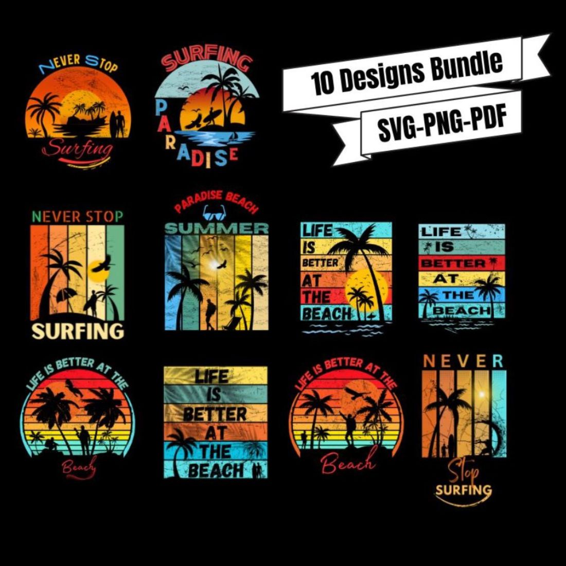 Summer, Surfing and paradise design preview image.