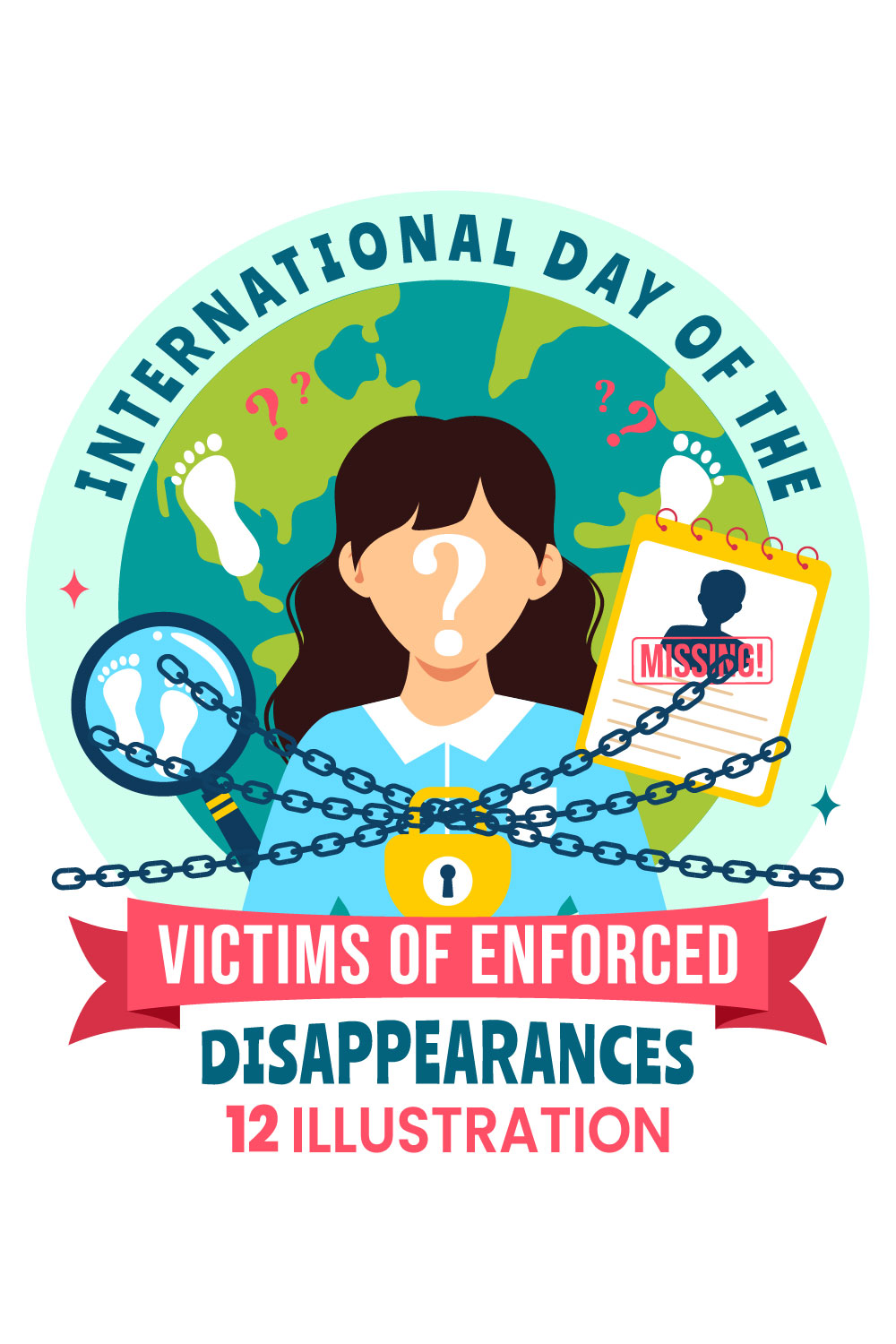12 Day of the Victims of Enforced Disappearances Illustration pinterest preview image.