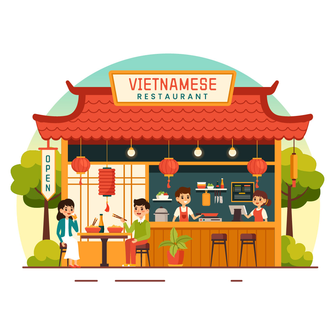 10 Vietnamese Food Restaurant Illustration cover image.