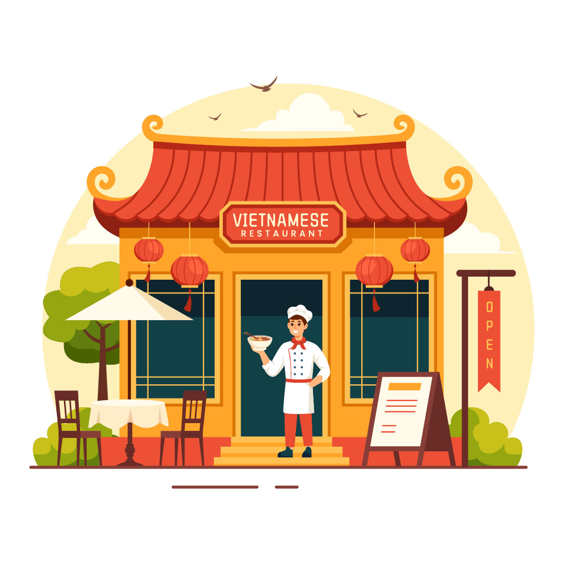 10 Vietnamese Food Restaurant Illustration preview image.