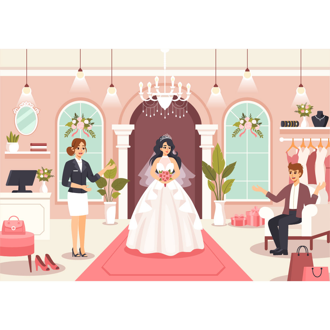 9 Wedding Shop Illustration preview image.