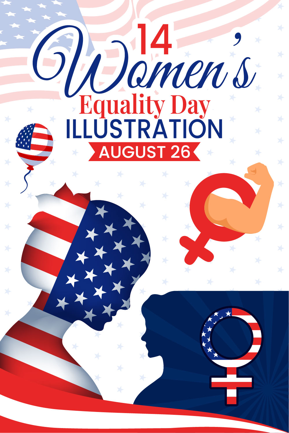 14 Women Equality Day in United States Illustration pinterest preview image.