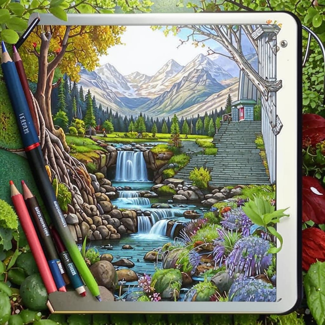a set of nature coloring books preview image.