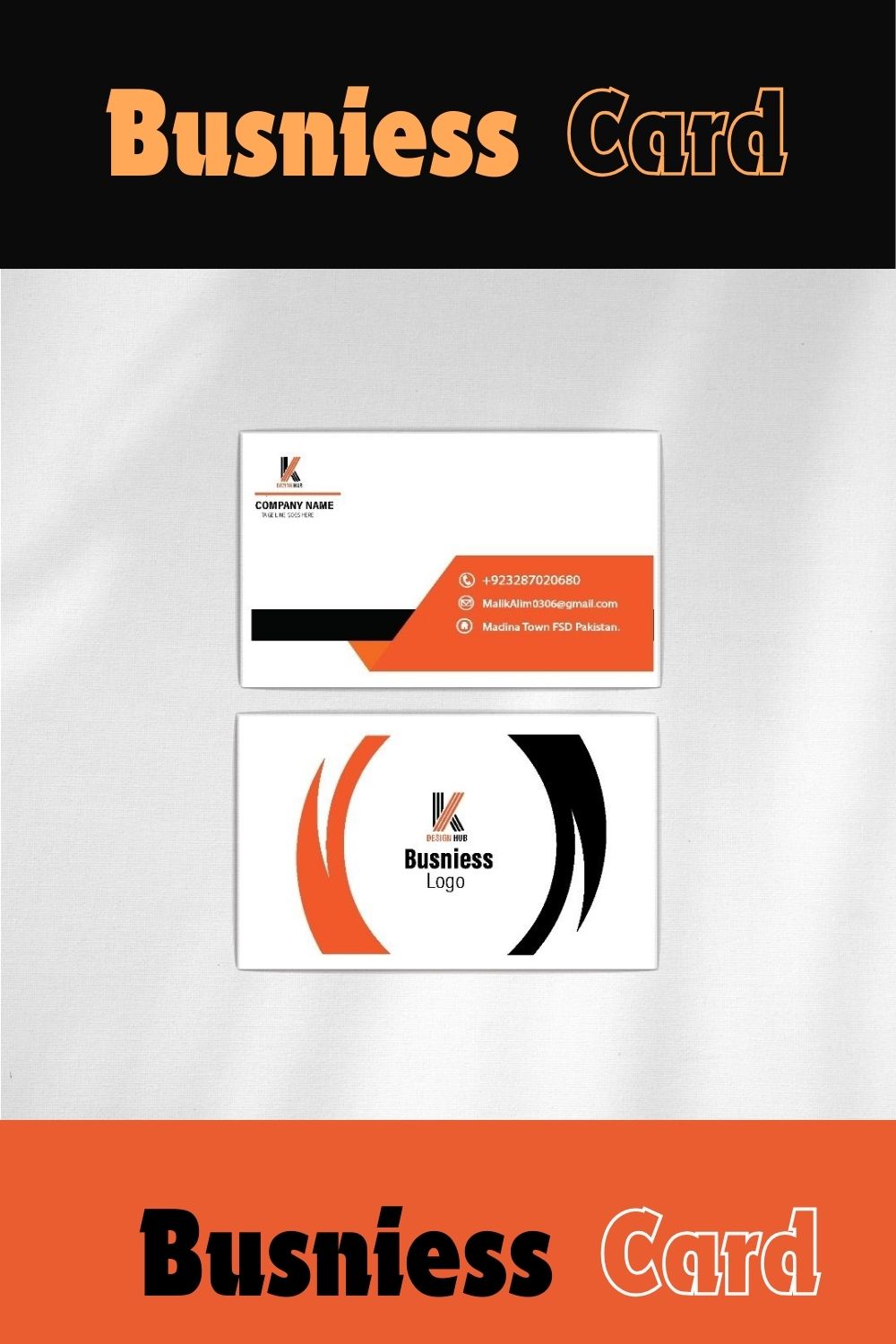Business card template pinterest preview image.
