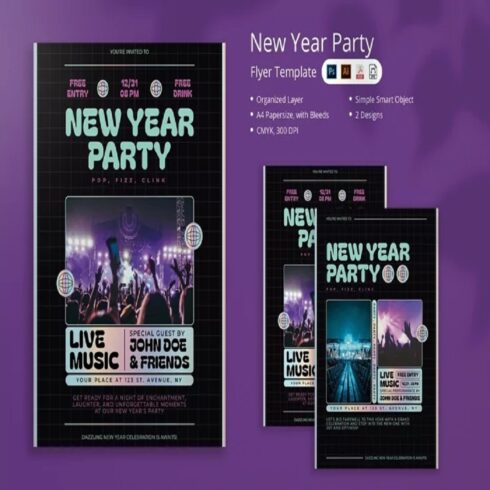 New Year Party Flyer cover image.